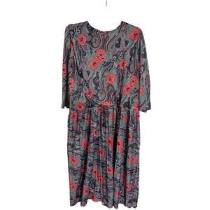 Vintage Leni Leni Made in USA Floral Paisley Plus Size Dress 16W GrandmaCore